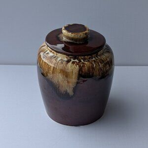 Vintage Brown Drip Glaze Cookie 8" Jar with Lid